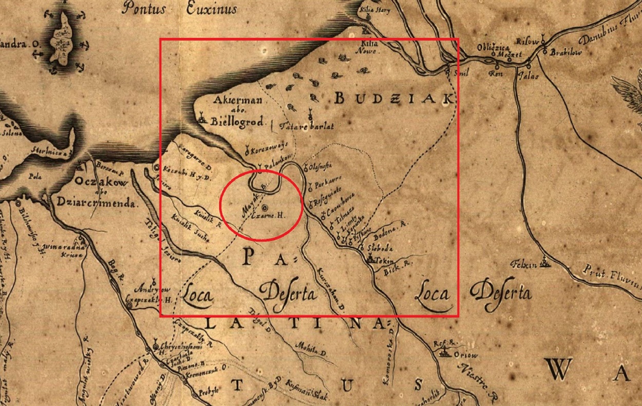 1648, карта Гійома Левассер де Боплана, де вперше використовується в картографії назва Україна, як бачимо, на цій карті вже є фортеця Маяки
