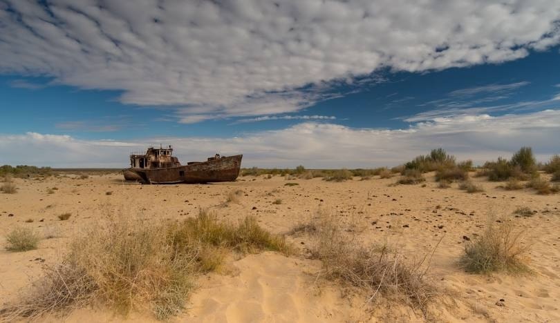 Лише 30 років тому Аральське море було четвертою за величиною внутрішньою водною масою планети, де процвітала рибальська торгівля і відпочиваючі стікалися до курортних міст. Тепер, вперше за 600 років, море майже висохло, залишивши флот гігантських іржавих кораблів як свідчення минулого. Воно простягалося на Узбекистан і Казахстан, які зараз розсіюють його пилові залишки.